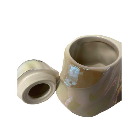 Cute Iridescent Ghost Jar With Lid  7.5" Tall - Picture 4 of 9